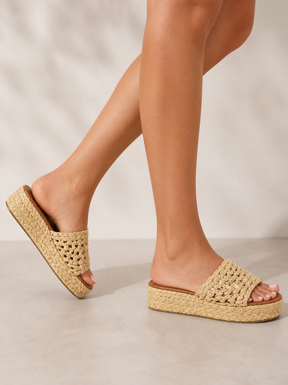 SWEET LIFE Raffia Platform Sandal 10 Slides NEW Resort Vacation Preppy Beach